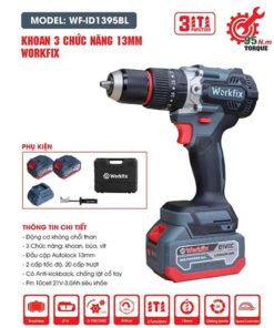 Bộ khoan pin Workfix 13mm - WF-ID1395BL 3a - 21v (1)