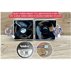 Quạt tủ lạnh HITACHI hãng Nidec 3 dây 12v 0.09A - 9.9