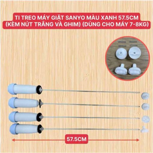 Ti treo máy giặt SANYO màu xanh 57.5CM kèm nút trắng và ghim dùng cho máy 7-8 kg