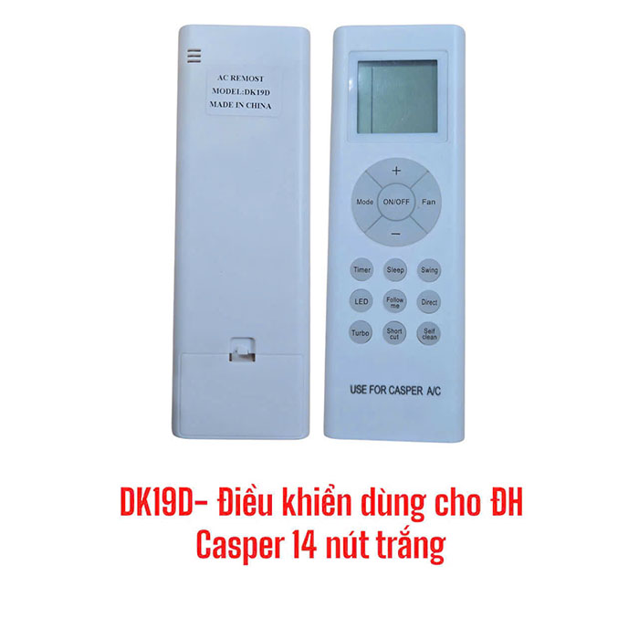 Điều khiển dùng cho điều hòa Casper 14 nút trắng - DK19D
