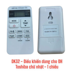 Điều khiển dùng cho điều hòa Toshiba chữ nhật - 1 chiều - DK32