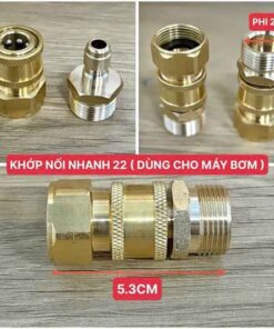 Khớp nối nhanh 22 dùng cho máy bơm phi 22 dài 5.3cm