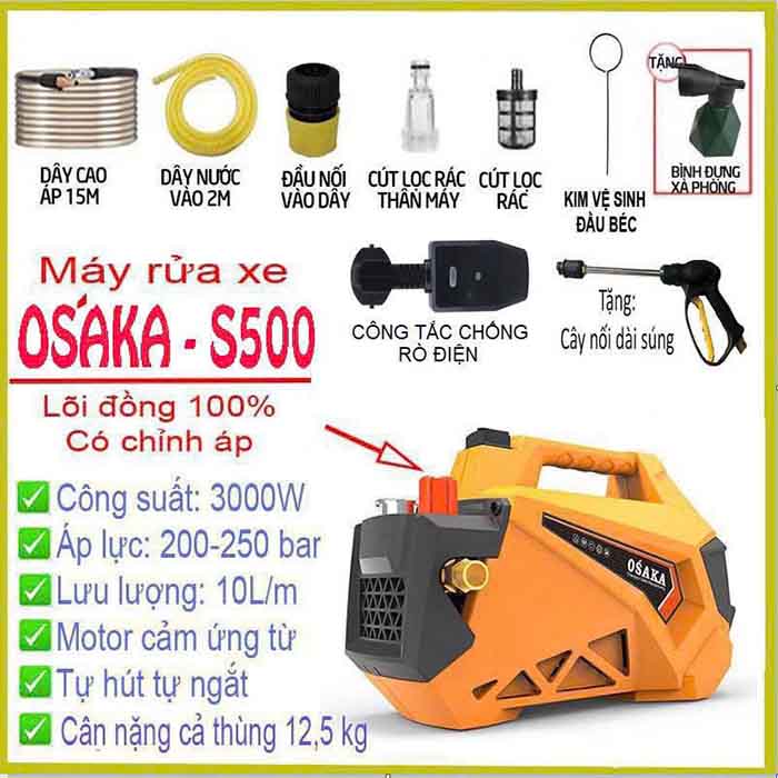 Máy rửa xe Osaka S500 kèm phụ kiện