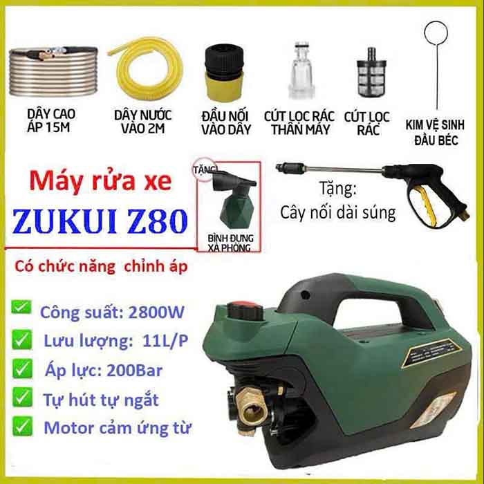 Máy rửa xe Zukui Z80 kèm phụ kiện