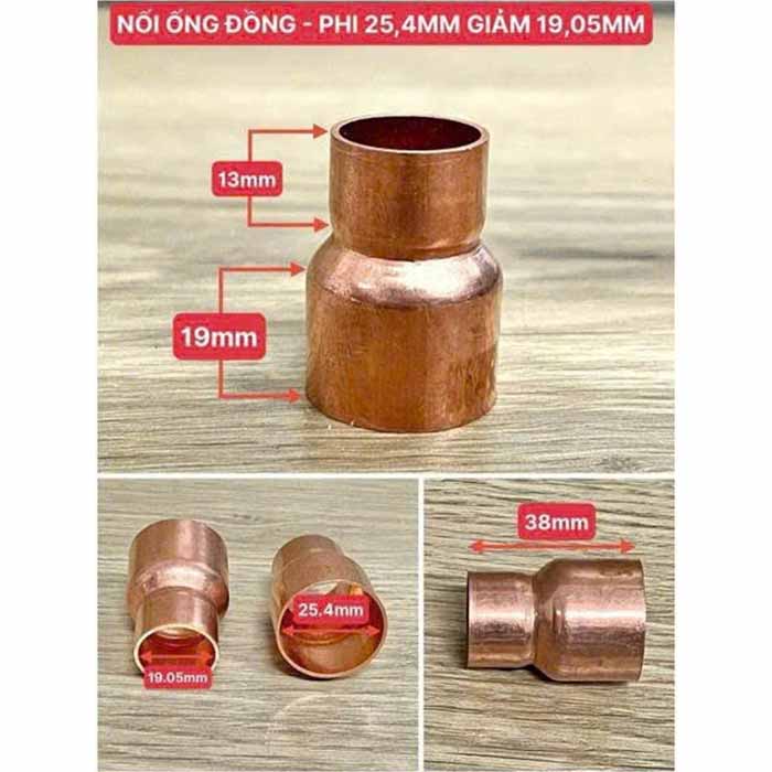 Nối ống đồng phi 25.4mm giảm 19.05mm