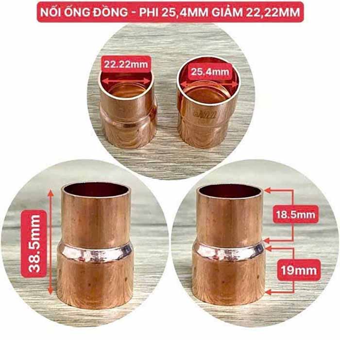 Nối ống đồng phi 25.4mm giảm 22.22mm