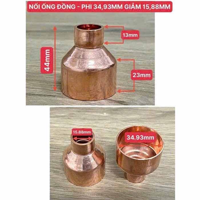 Nối ống đồng phi 34.93mm giảm 15.88mm